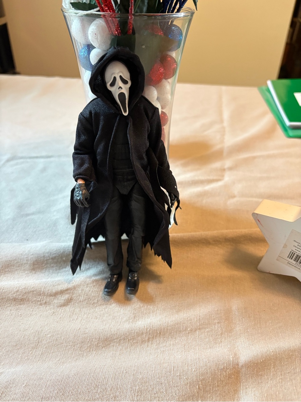 Black Ghost Face Hooded Figure Kids Toy - Horror Masked Doll 7in